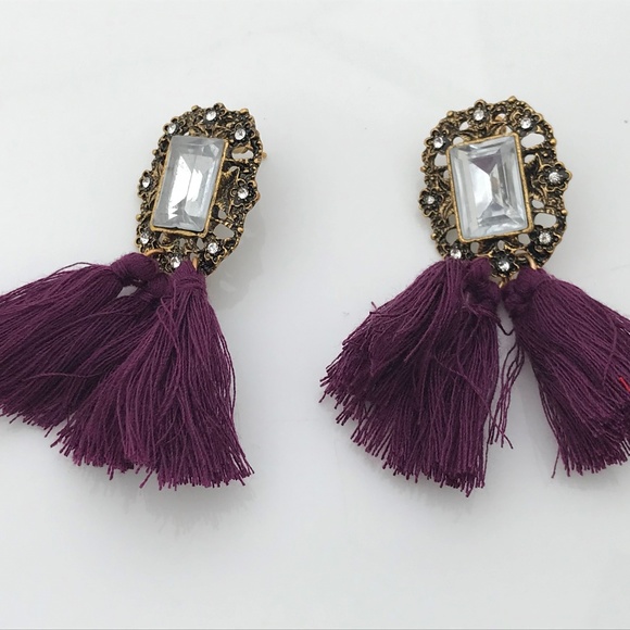 Jewelry - Women Earrings Purple Fashion Purple Tassel